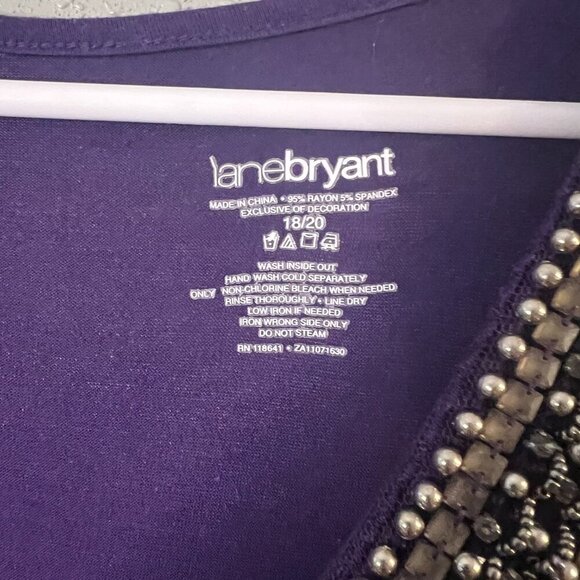Lane Bryant Purple Tank Top With Silver Beads & Silver Glass Square Beads 18/20 - Picture 4 of 6
